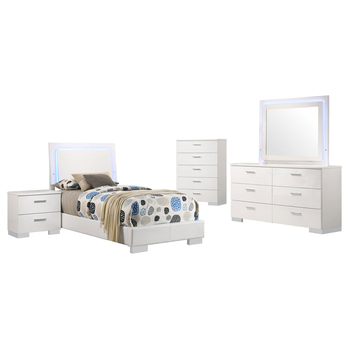 Felicity 5-piece Twin Bedroom Set White High Gloss