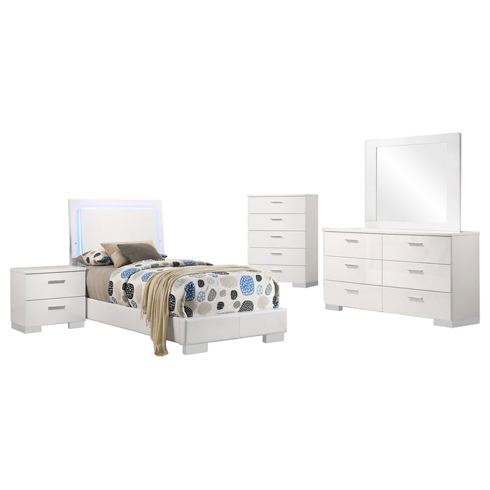 Felicity 5-piece Twin Bedroom Set White High Gloss