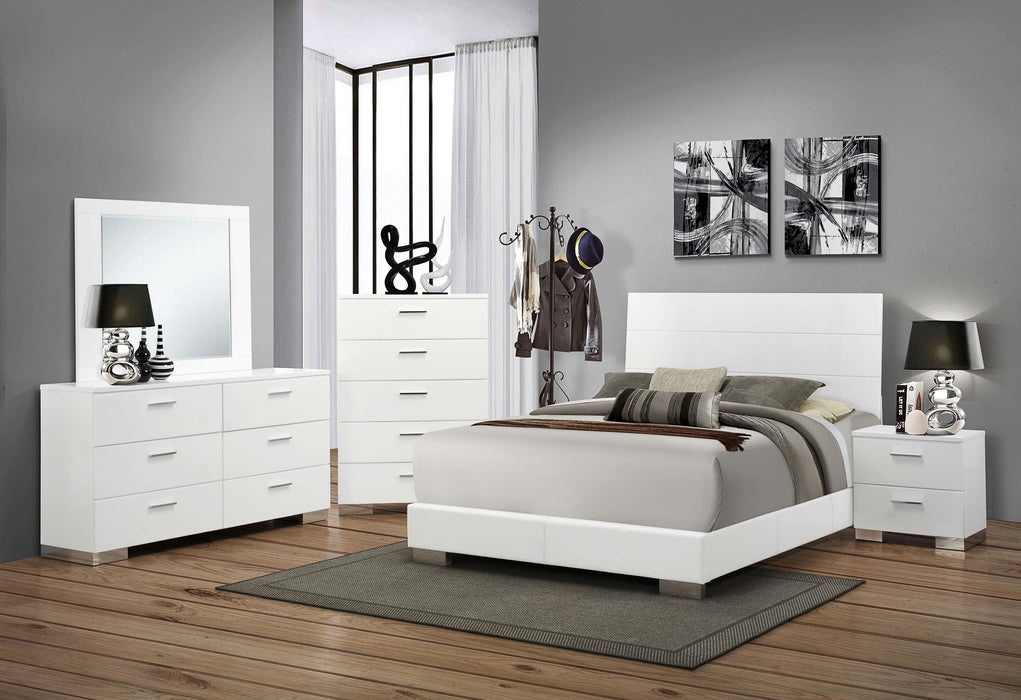 Coaster Felicity Bedroom Set Glossy White Eastern King Set of 5