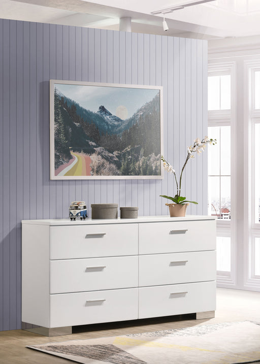 Coaster Felicity 6-drawer Dresser Glossy White Default Title