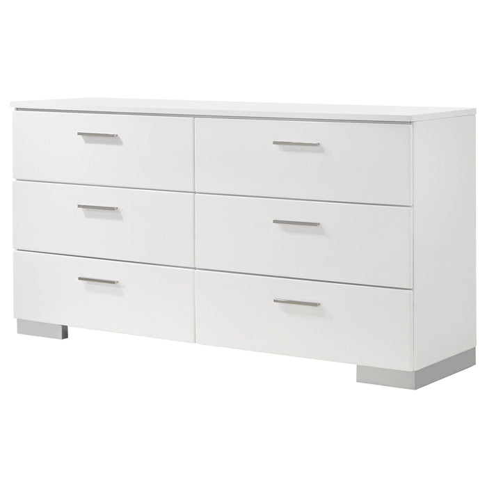 Coaster Felicity 6-drawer Dresser Glossy White Default Title