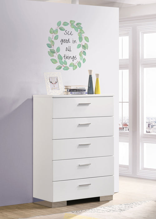 Coaster Felicity 5-drawer Chest Glossy White Default Title