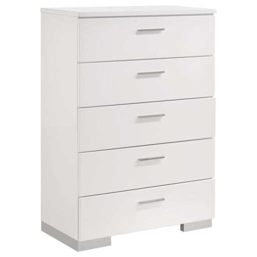 Coaster Felicity 5-drawer Chest Glossy White Default Title