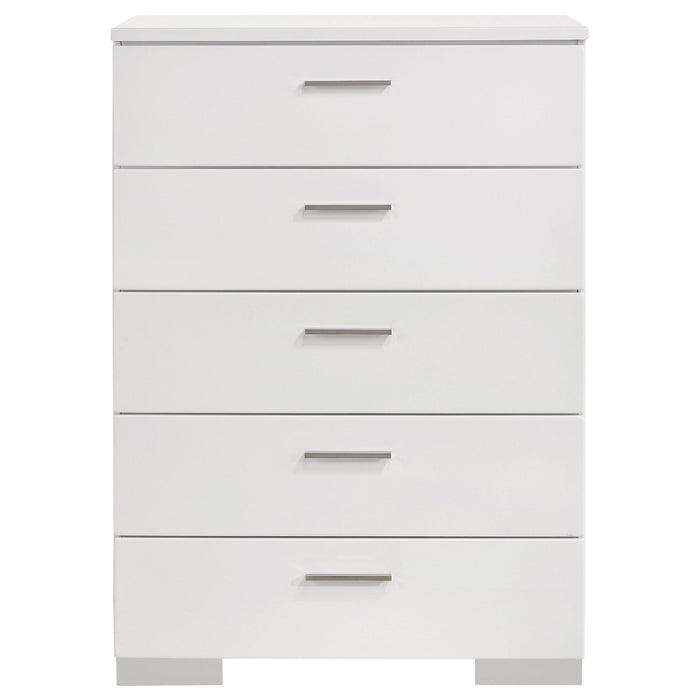 Coaster Felicity 5-drawer Chest Glossy White Default Title