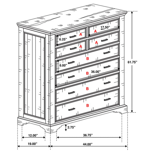 Coaster Elk Grove 7-drawer Chest Vintage Bourbon Default Title