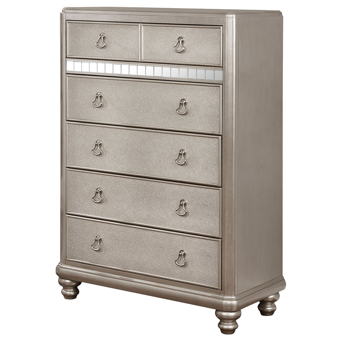 Bling Game 6-drawer Bedroom Chest Metallic Platinum