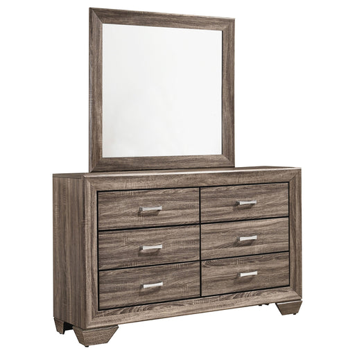 Coaster Kauffman 6-drawer Dresser with Mirror Washed Taupe With Mirror