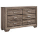 Coaster Kauffman 6-drawer Dresser with Mirror Washed Taupe No Mirror