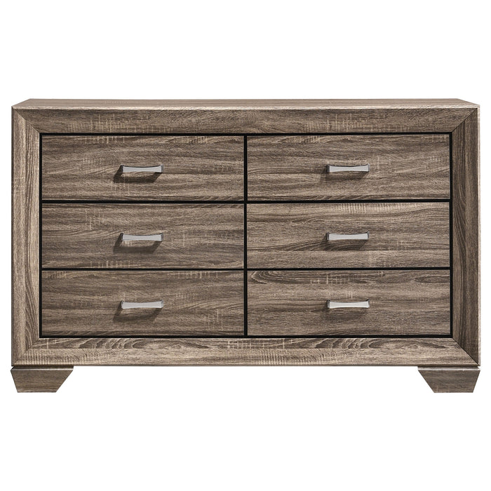 Coaster Kauffman 6-drawer Dresser with Mirror Washed Taupe No Mirror