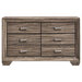 Coaster Kauffman 6-drawer Dresser with Mirror Washed Taupe No Mirror