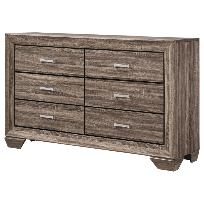 Coaster Kauffman 6-drawer Dresser with Mirror Washed Taupe No Mirror