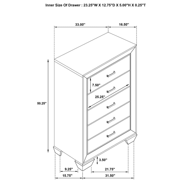 Coaster Kauffman 5-drawer Chest Washed Taupe Default Title