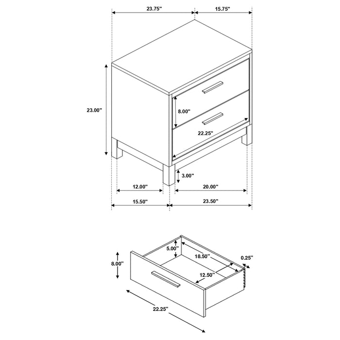 Coaster Edmonton 2-drawer Nightstand Rustic Tobacco Default Title