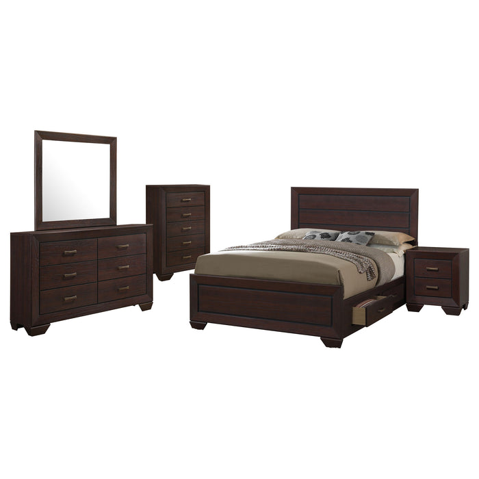 Coaster Kauffman Storage Bedroom Set with High Straight Headboard Eastern King Set of 5