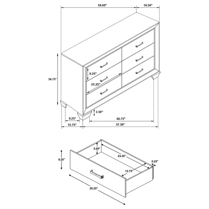 Coaster Kauffman Storage Bedroom Set with High Straight Headboard Cal King Set of 5