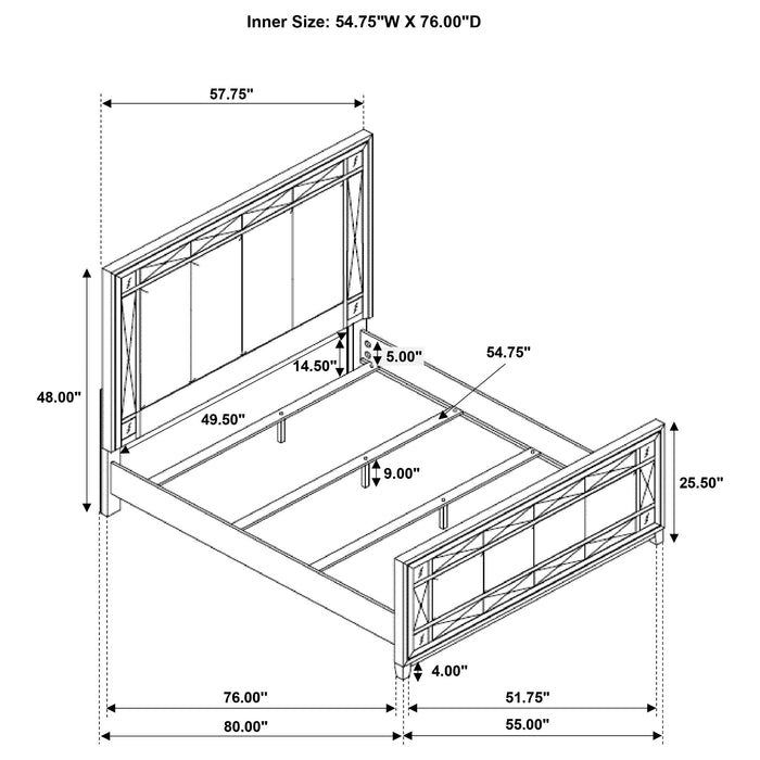 Leighton Wood Queen Panel Bed Metallic Mercury