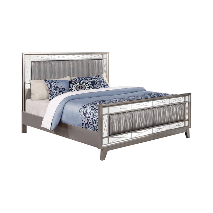 Coaster Leighton Panel Bed with Mirrored Accents Mercury Metallic Twin