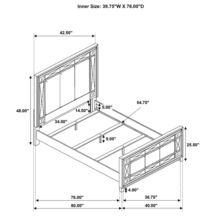 Leighton Wood Queen Panel Bed Metallic Mercury