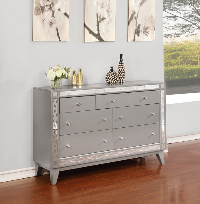 Leighton 7-drawer Dresser with Mirror Metallic Mercury