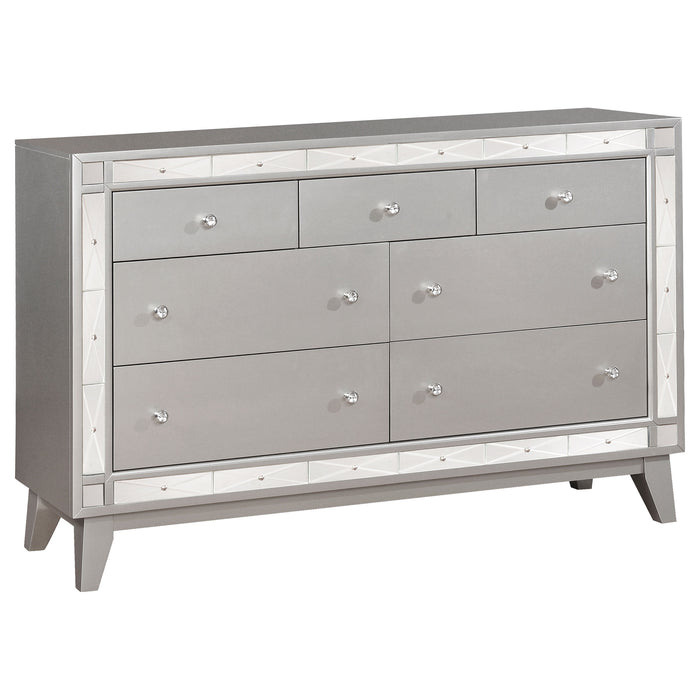 Leighton 7-drawer Dresser with Mirror Metallic Mercury