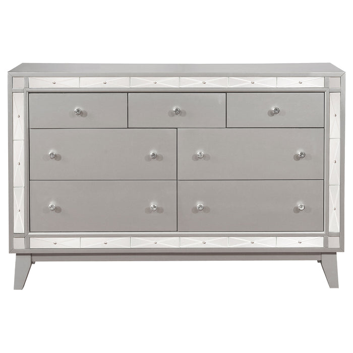 Leighton 7-drawer Dresser with Mirror Metallic Mercury