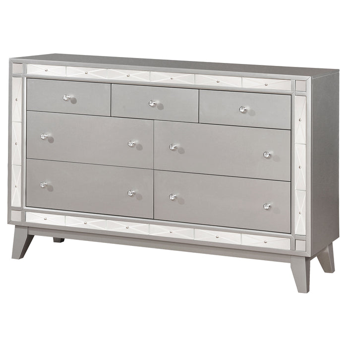 Leighton 7-drawer Dresser with Mirror Metallic Mercury