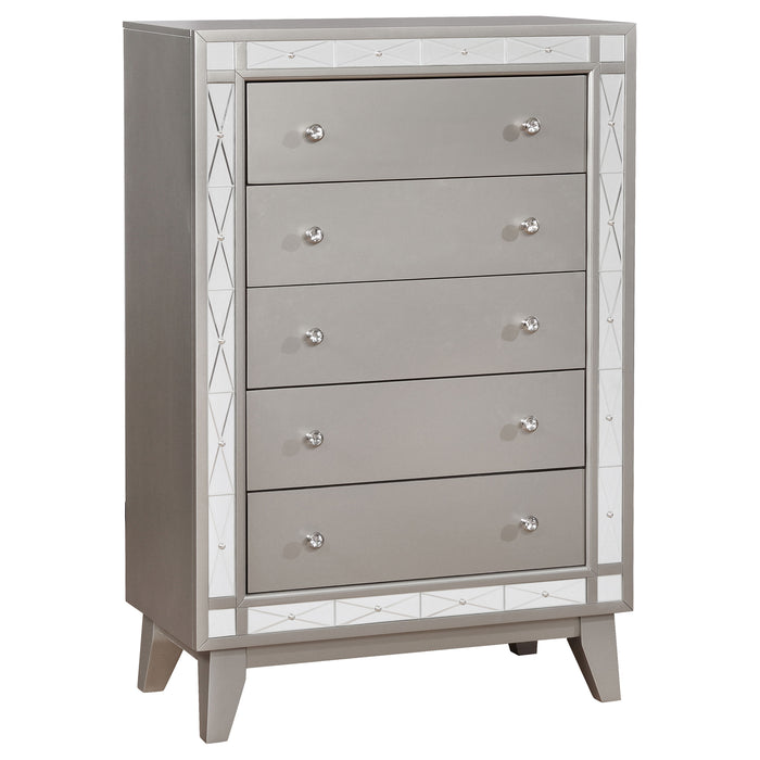 Leighton 5-drawer Bedroom Chest Metallic Mercury