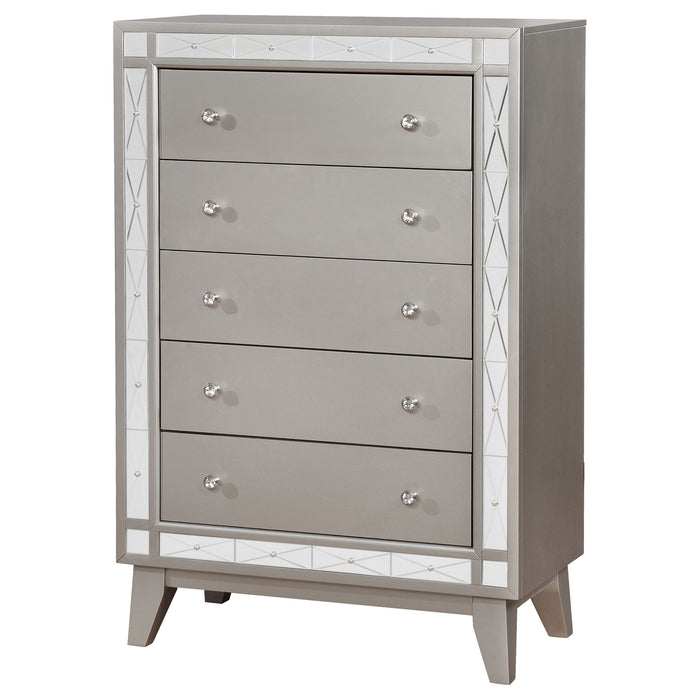 Leighton 5-drawer Bedroom Chest Metallic Mercury