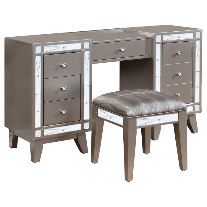 Coaster Leighton Vanity Desk and Stool Metallic Mercury Default Title