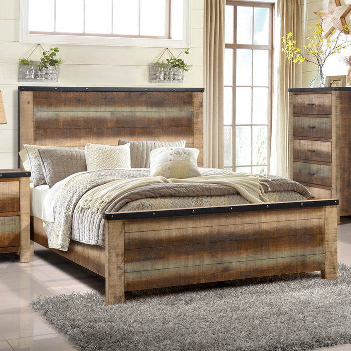 Sembene Eastern King Panel Bed Antique Multi-color