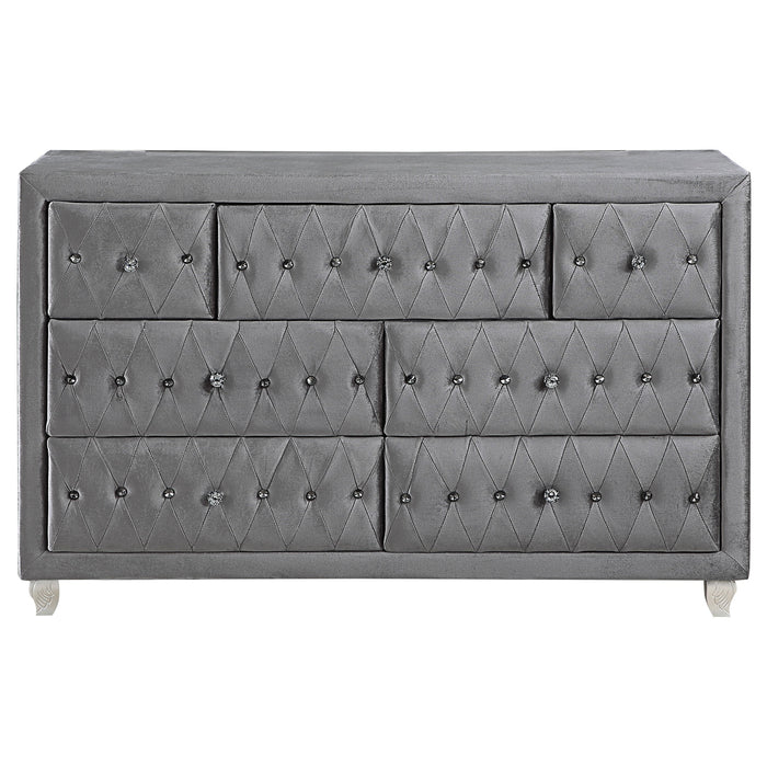 Coaster Deanna Upholstered Tufted Bedroom Set Grey Cal King Set of 5