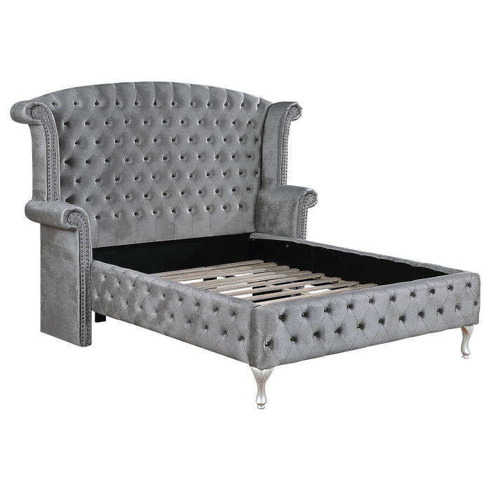 Coaster Deanna Tufted Upholstered Bed Grey Eastern King