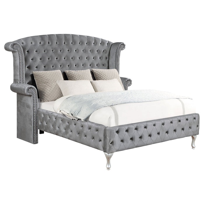 Coaster Deanna Tufted Upholstered Bed Grey Cal King