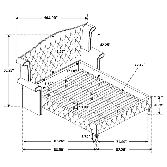 Coaster Deanna Tufted Upholstered Bed Grey Cal King