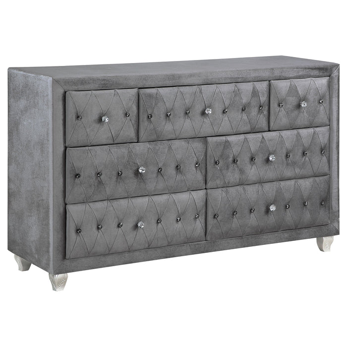 Coaster Deanna Upholstered Tufted Bedroom Set Grey Cal King Set of 5