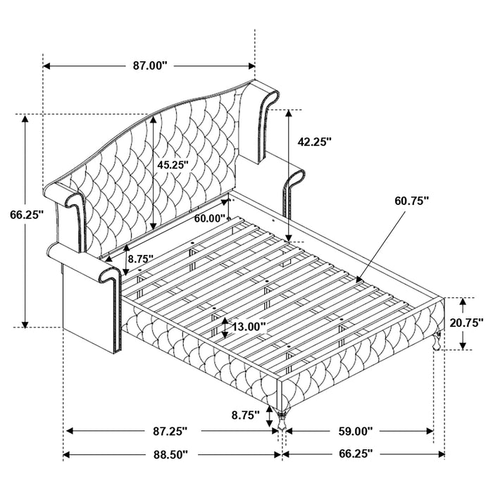 Coaster Deanna Tufted Upholstered Bed Grey Cal King