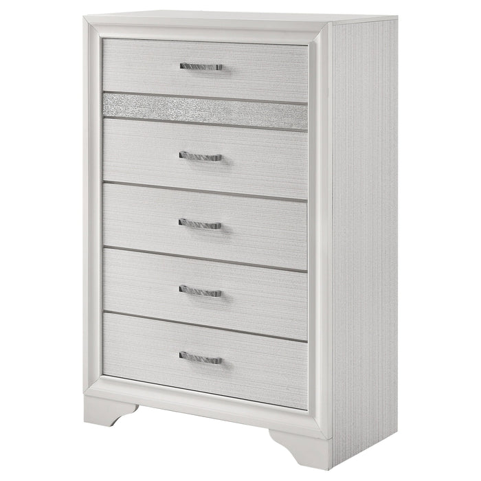 Coaster Miranda 5-drawer Chest White and Rhinestone Default Title