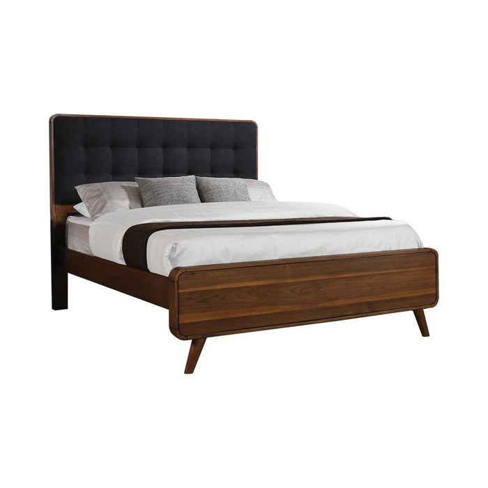 Coaster Robyn Bedroom Set with Upholstered Tufted Headboard Dark Walnut Cal King Set of 5