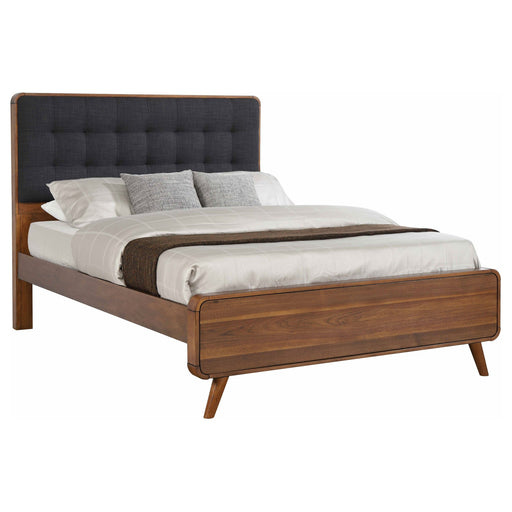 Coaster Robyn Bed with Upholstered Headboard Dark Walnut Queen