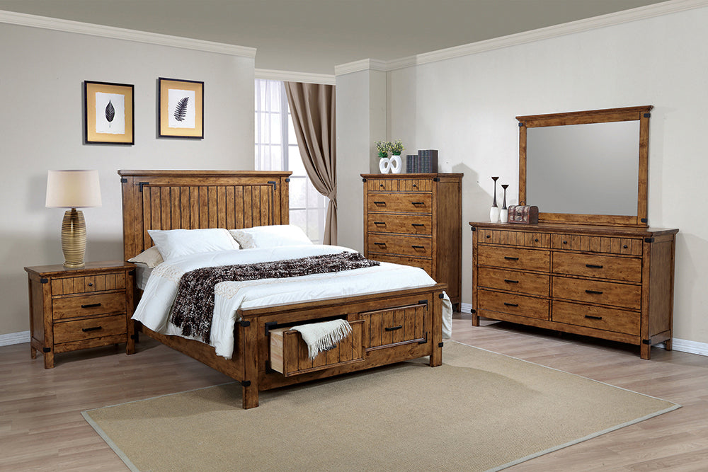 Coaster Brenner Storage Bedroom Set Rustic Honey Eastern King Set of 5