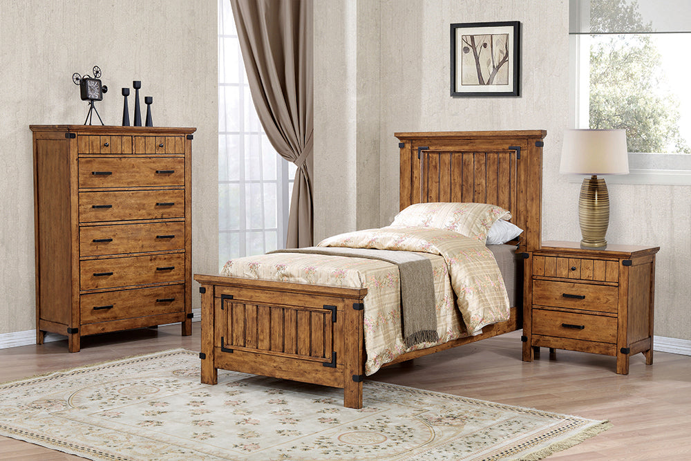 Coaster Brenner Panel Bedroom Set Rustic Honey Twin Set of 4