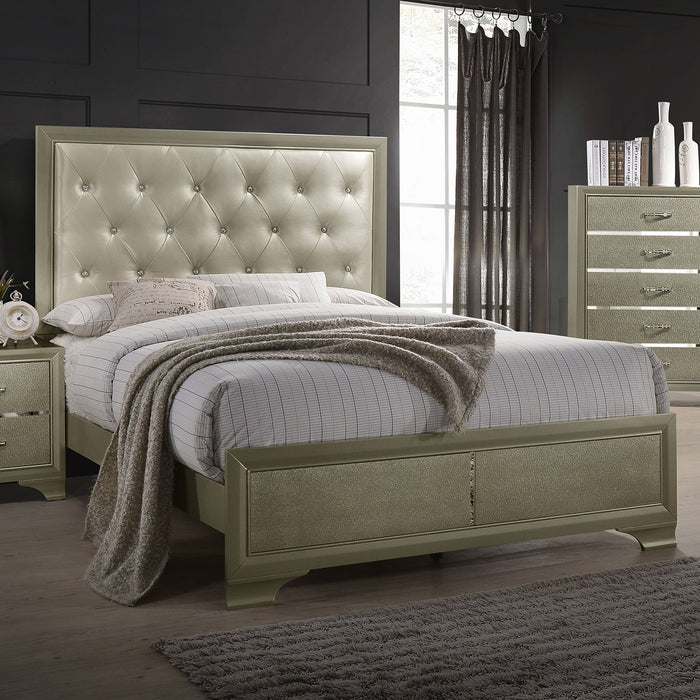 Coaster Beaumont Upholstered Bed Champagne King