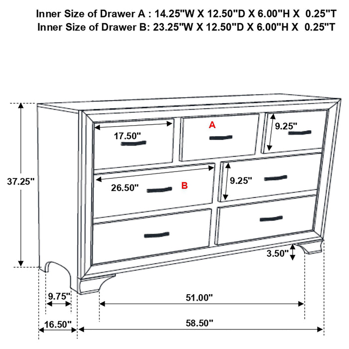 Coaster Beaumont 7-drawer Rectangular Dresser Champagne Default Title