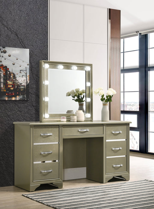 Coaster Beaumont 7-drawer Vanity Desk with Lighting Mirror Champagne Default Title