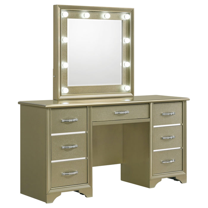 Coaster Beaumont 7-drawer Vanity Desk with Lighting Mirror Champagne Default Title