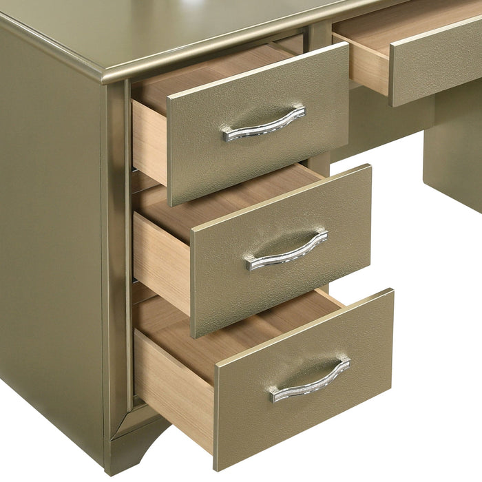 Coaster Beaumont 7-drawer Vanity Desk with Lighting Mirror Champagne Default Title