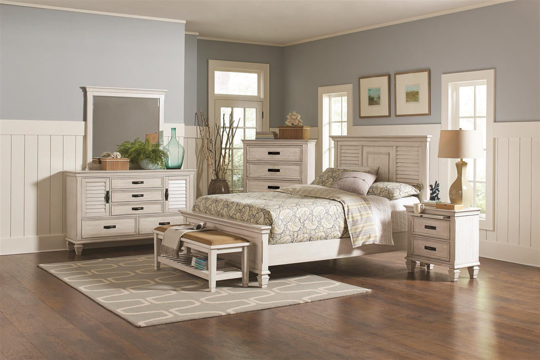 Franco  Panel Bed Antique White