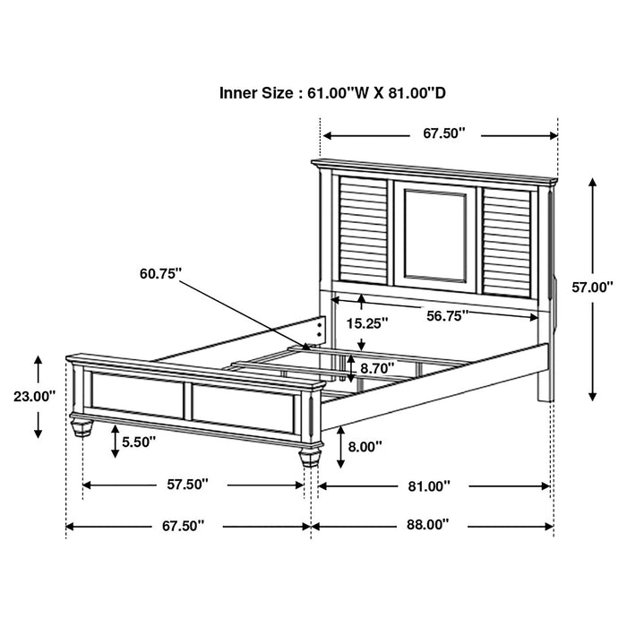 Franco Wood Queen Panel Bed Distressed White