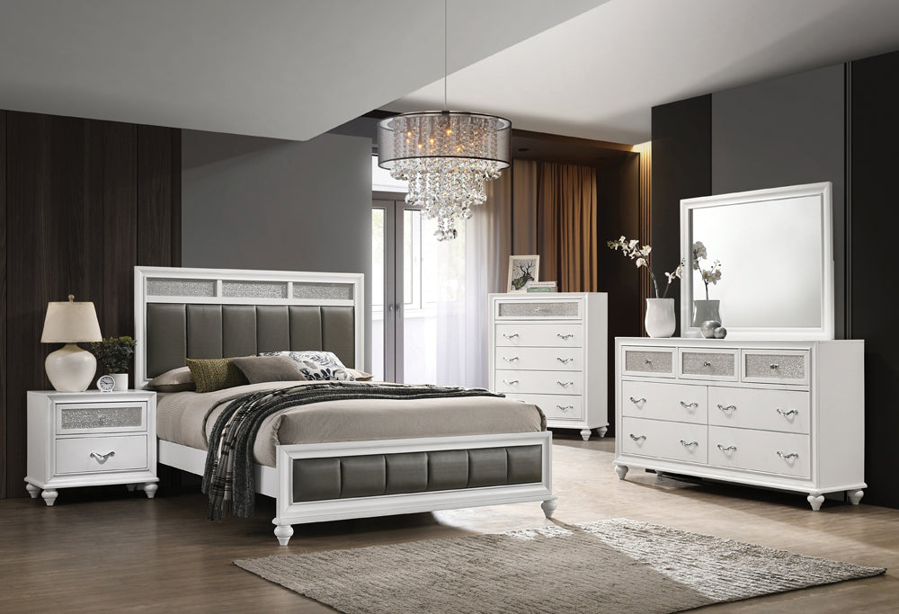 Coaster Barzini Panel Bedroom Set White Eastern King Set of 4