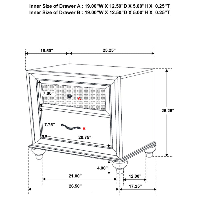 Coaster Barzini 2-drawer Nightstand White Default Title